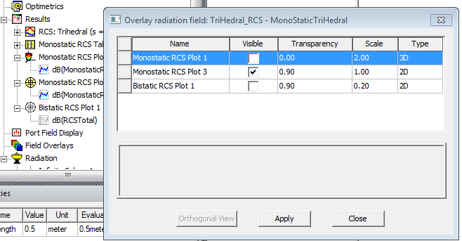 Overlay Radiation field dialog.