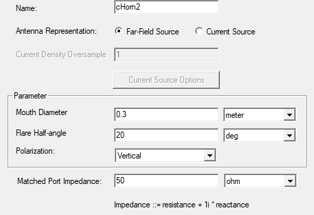Conical Horn Dialog.
