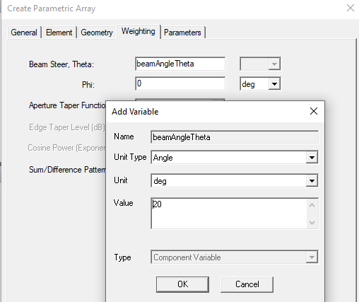 Add Variable dialog.