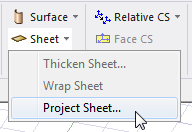 Sheet dropdown menu. Project sheet option highlighted.