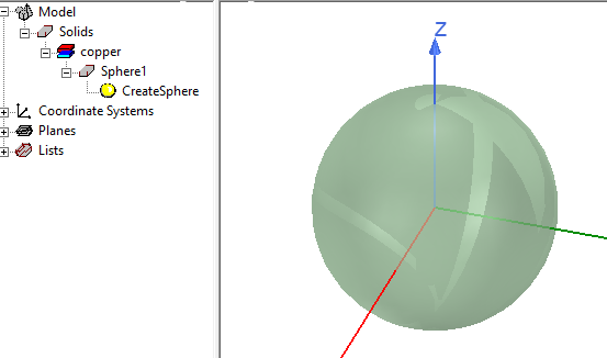 Model of a copper sphere.