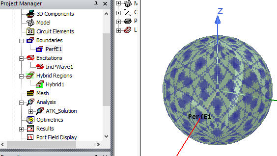 Sphere model with perfect E boundary.