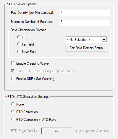 SBR+ Solver Options groupbox.