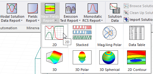 Near Fields Report drop-down menu.