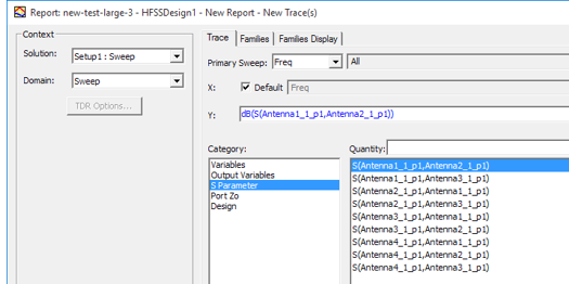 Report setup dialog.