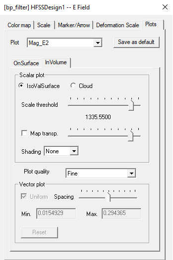 Attribute settings dialog. Plots tab.