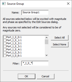 Source Group dialog.