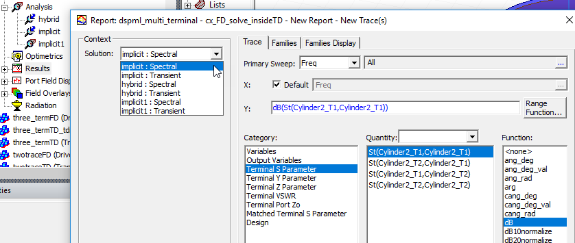Hfs Report Selecting the Report Type in HFSS Transient