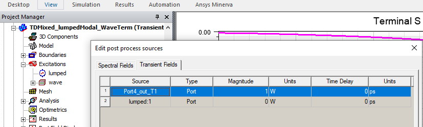 Edit Post Process Sources, Transient Fields tab, source unit listed as Watts.
