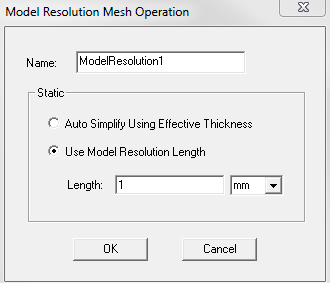 Model Resolution Mesh Operation dialog.