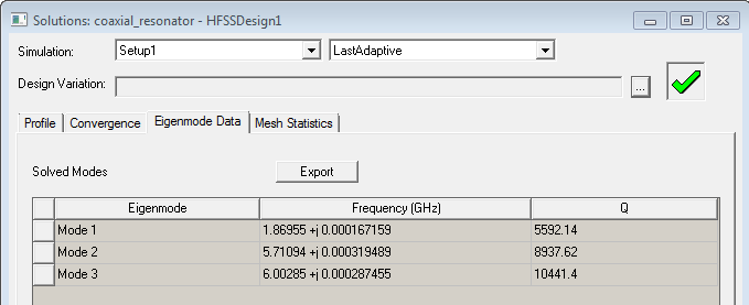 COlutions Data dialog.