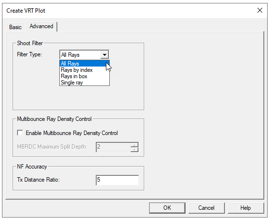 Create VRT Plot, Advanced Tab.
