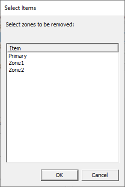 Select Items Window Select Items Window