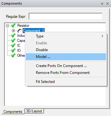 Components Window > Right-Click >  Model
