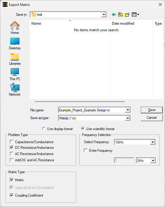 Export Matrix Window