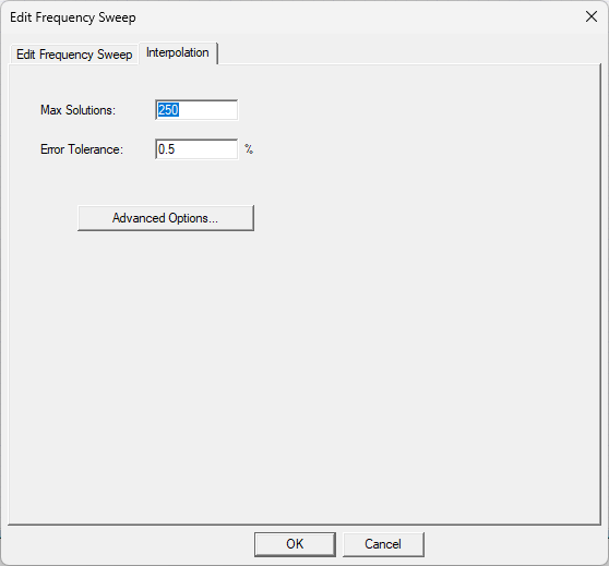 Edit Frequency Sweep Window