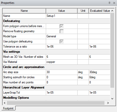 Properties > Mesh Settings