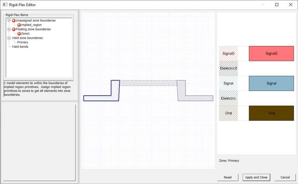 Zone1 Defined in Rigid-Flex Editor Window