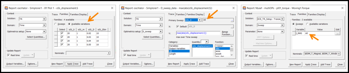 Report Settings, All Variations highlighted.