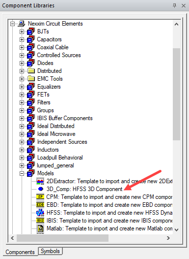 3D Comp in the Component Libraries