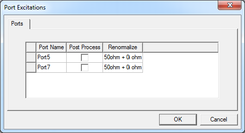 Port Excitations Window