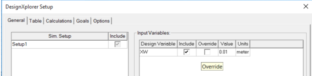 DesignXplorer Setup window.