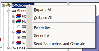 Right-click menu, Send Parameters and Generate highlighted.