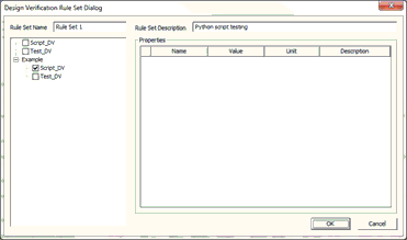 Design Verification Rule Set Dialog Window