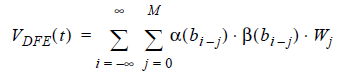 The formula for the output voltage with M taps of of DFE.
