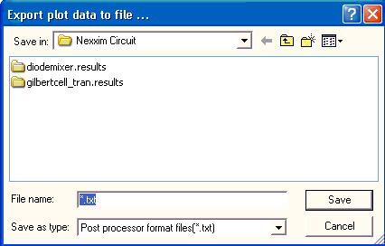 Export Plot Data to File Window