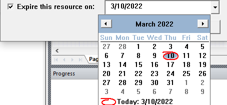 Enter Passwords Window Drop-Down Calendar