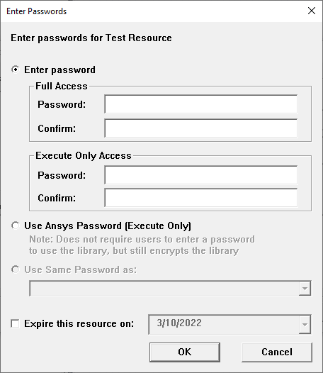 Enter Passwords Window