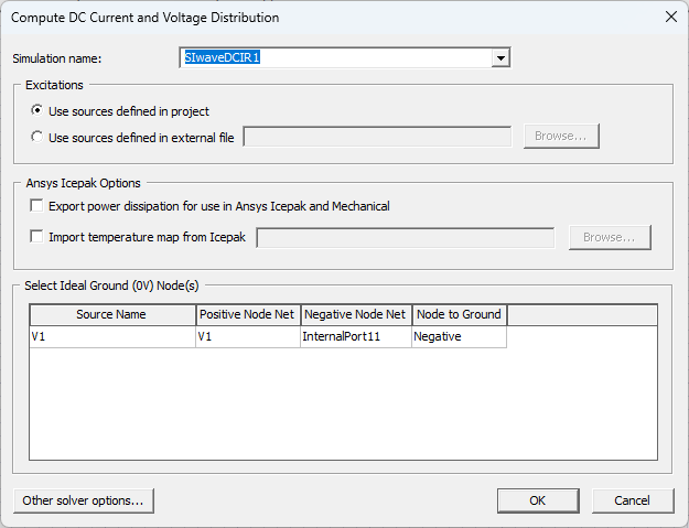 Compute DC Current and Voltage Distribution Window