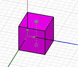 Box shaped object with symbol at the center of top face.