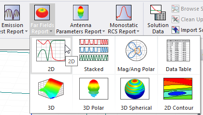 Far Fields Report drop-down menu.