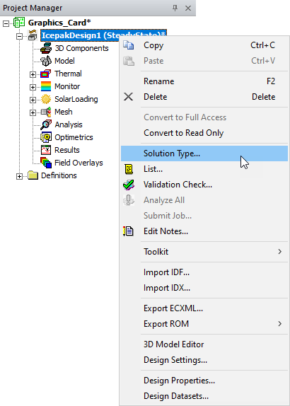 Example Shortcut Menu