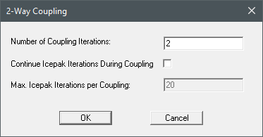 Icepak two-way coupling dialog box.