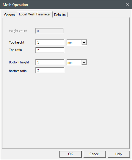 Icepak Mesh Operation dialog box Local Mesh Parameter tab for a 2D polygon object.