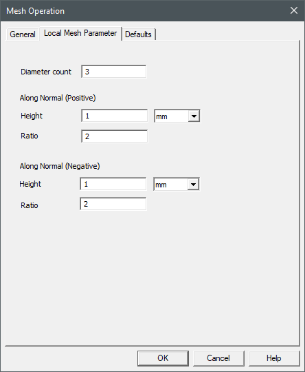 Icepak Mesh Operation dialog box Local Mesh Parameter tab for a circle object.