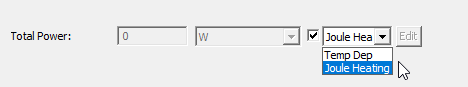 Icepak Block Thermal Model dialog box, Joule Heating Total Power highlighted.