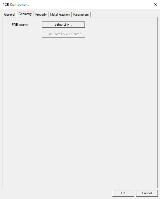 Icepak PCB component dialog box Geometry tab.