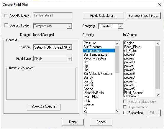 Create Field Plot dialog.