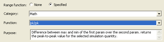 Set Range Function dialog box. Specified selected. 