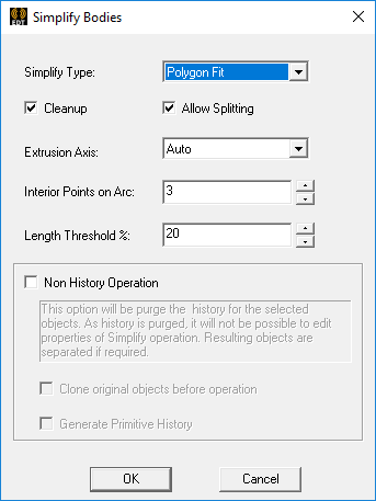 Simplify Bodies dialog. Simplify type set to Polygon fit.