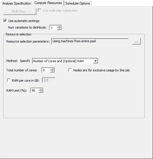 Compute Resources tab. Use automatic settings enabled. 