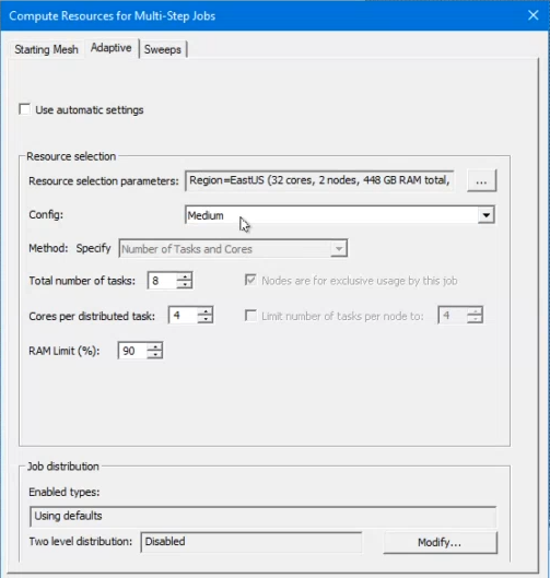 Compute Resources for Multi-Step Jobs, Adaptive tab.