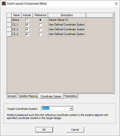 Insert Layout Component Coordinate System tab