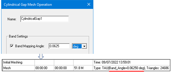 Banding Mapping Angle set to 0.0625 degrees reported as such in Mesh statistics