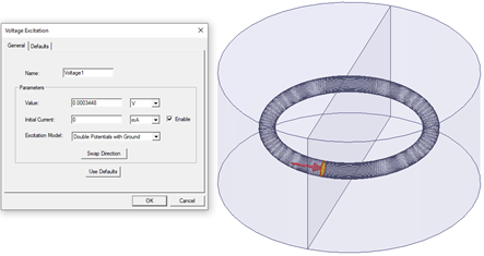 Example of a double potentials with Ground excitation model