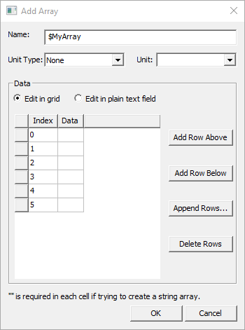 Add Array Add Array Window
